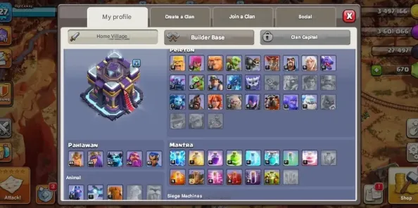 COC178 Max TH15 With Cowboy World Scenery, 5 Builders, Hero Equipment Gauntlet Magic Mirror Fireball 